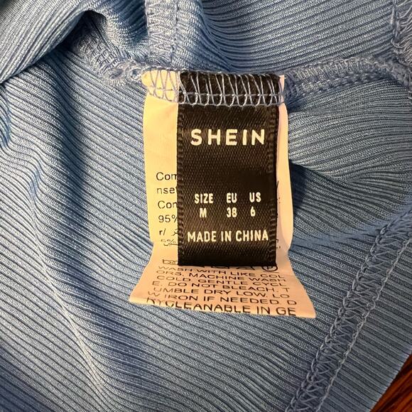 SHEIN Two Colored Blue White Twist Crop Top Sleeveless Medium - Picture 6 of 7